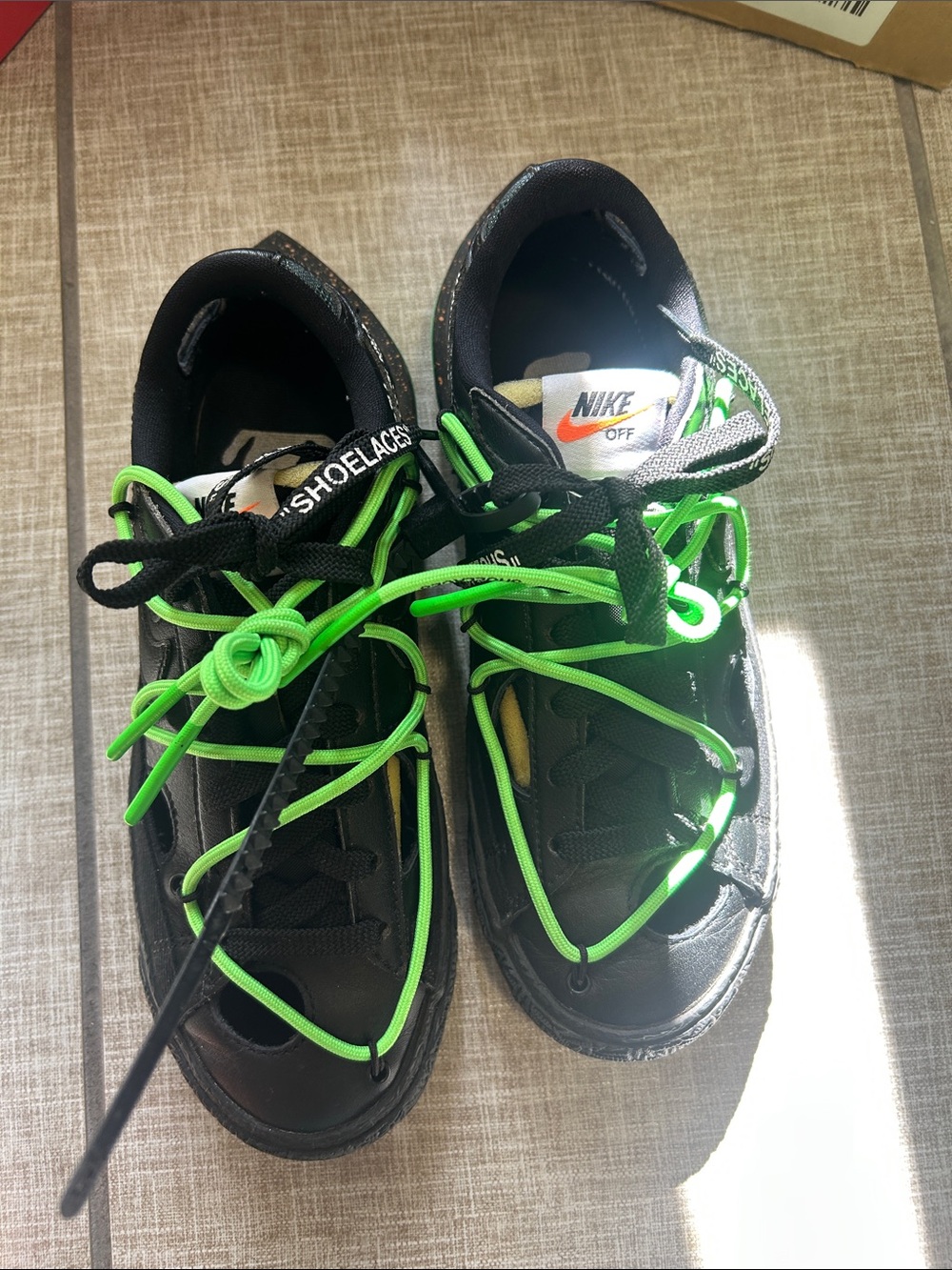 Nike Black Sneakers with Neon Green Accent Laces